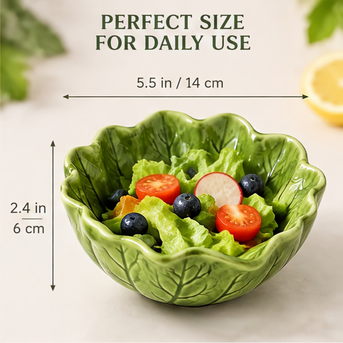 Fruit & Flower Ceramic Bowls Set | Cute Botanical Salad, Fruit & Snack Bowls