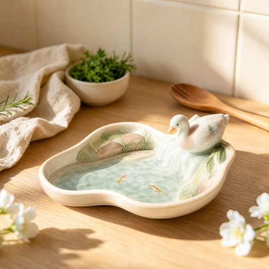 Classic Style Ceramic Oval Sculpture Tray & Fruit Bowl | Multi-Functional Home Decor & Key Holder for Living Room
