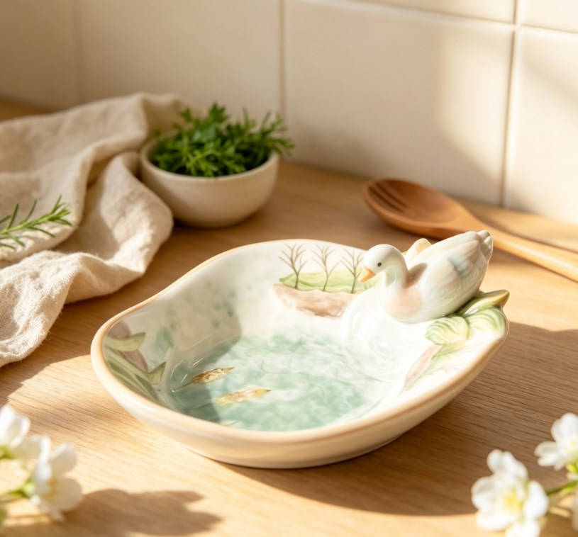 Classic Style Ceramic Oval Sculpture Tray & Fruit Bowl | Multi-Functional Home Decor & Key Holder for Living Room