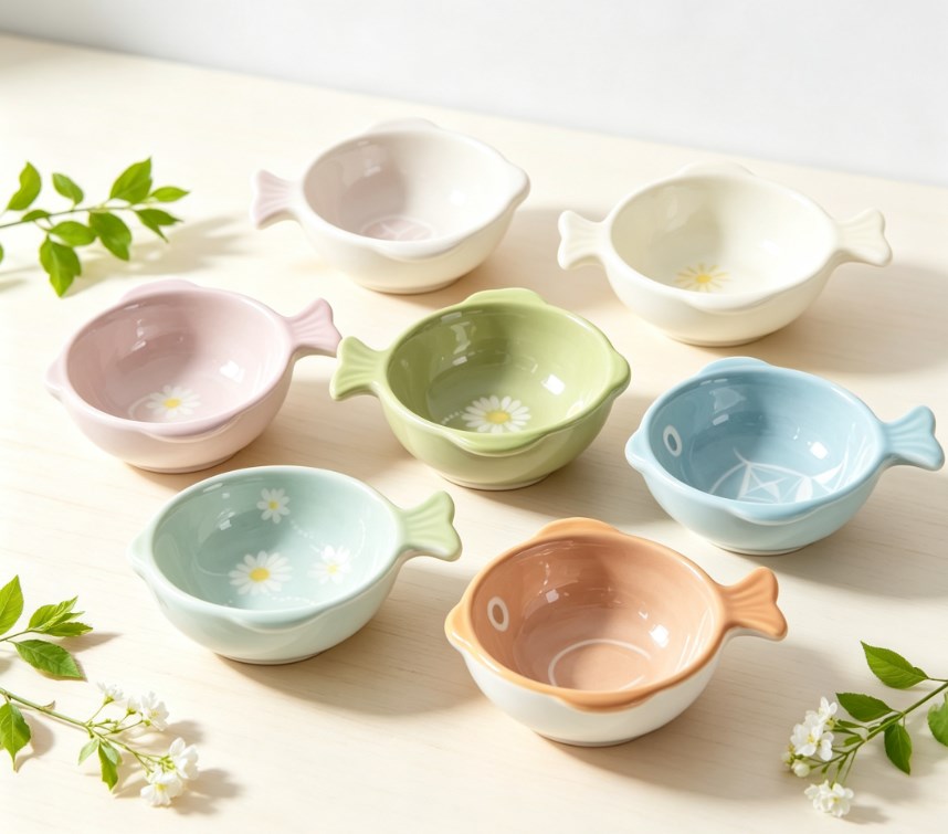 Fish-Shaped Ceramic Dish & Sauce Bowl | Multi-Purpose Snack, Fruit & Salad Plate for Kitchen and Dining Table
